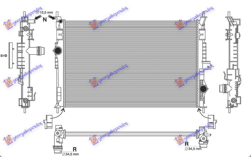 Opel vivaro 2019-2024 (x82) HLADNJAK MOTORA BENZIN/DIZEL (650x435x18) (VALEO TIP) (NRF)