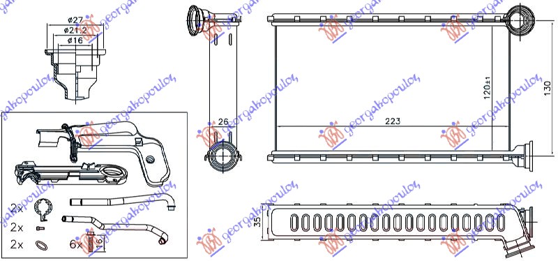 Citroen c1 14- GREJAC KAB(B) 1.0-1.2 PET +/-A/C(120x223