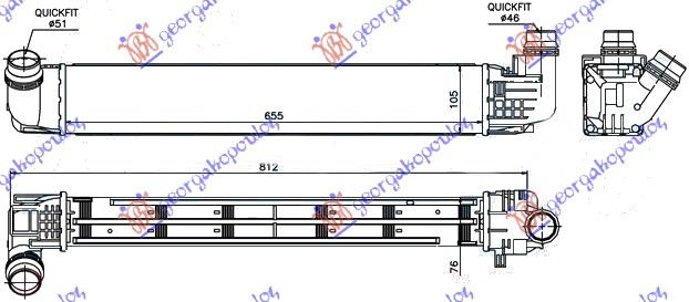 Dacia duster 10-17 HLAD INTERCOOLER 1.5DCi (655x106x80)