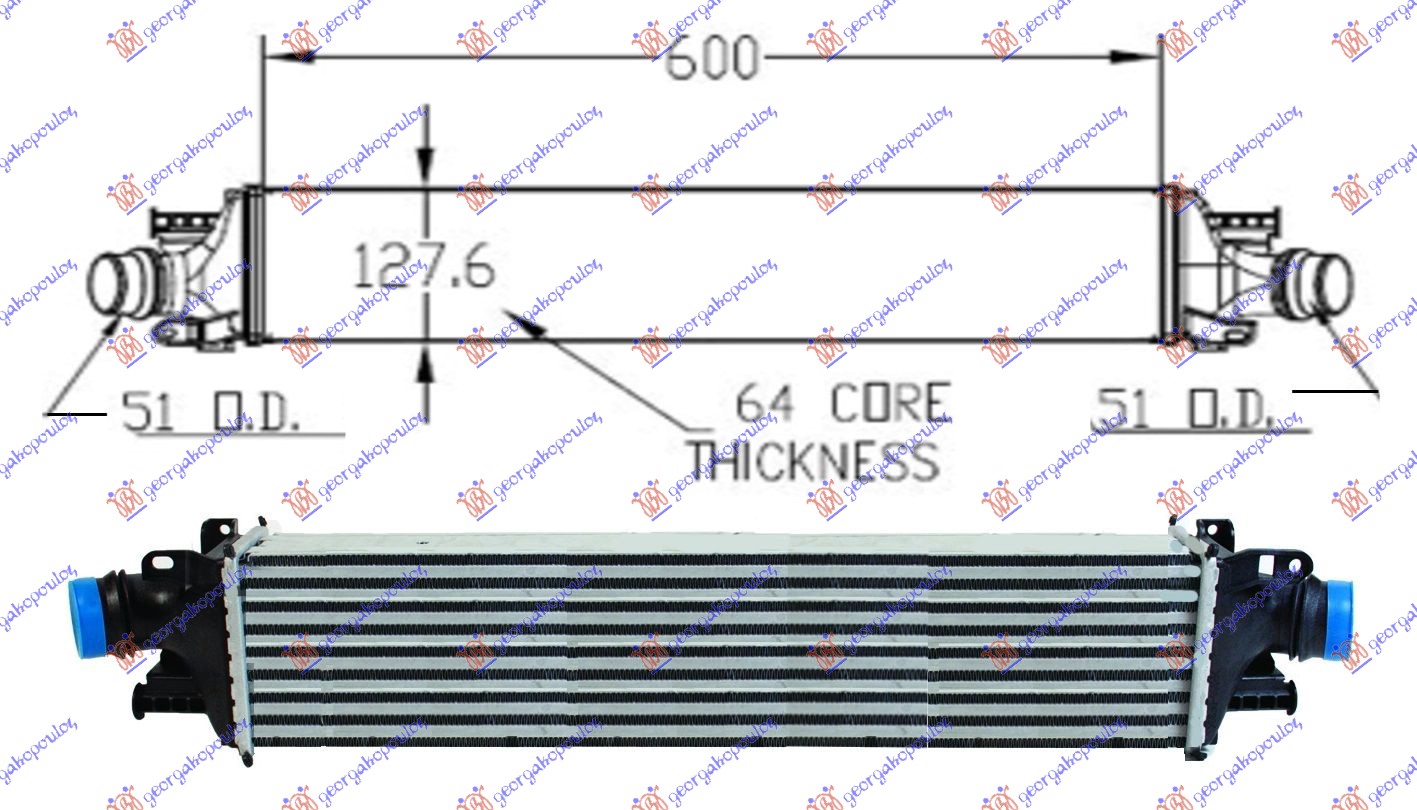 Chevrolet aveo sdn-h/b 12- HLAD INTERC. 1.3TD (60x129x64)