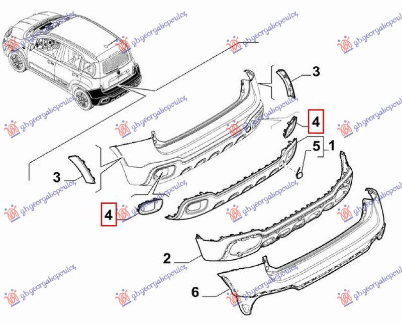 Fiat panda new 2012- (312/319) OKVIR ZADNJE MAGLENKE (CROSS) (ORIGINALNI)