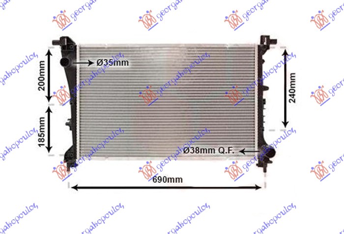 Fiat tipo 16-21 RADIATOR 1.4 (88KW) BENZIN (MAN) - 1.3 MJTD DIZEL (MAN) (620x390x16)