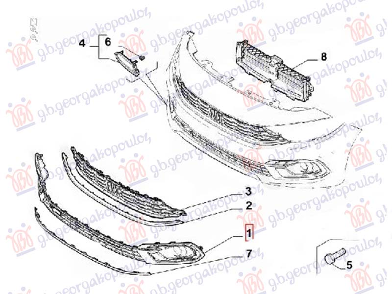 Fiat tipo 2021- (356/357) CENTRALNA RESETKA (SA MAGLENKAMA) (SISTEM ZA KOCENJE U HITNIM SLUCAJEVIMA) (O)