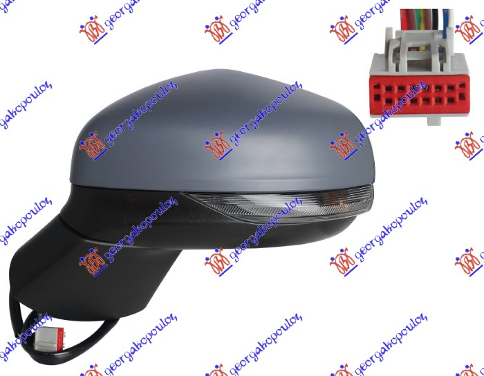 Ford puma 2020- (j2k/cf7) RETROVIZOR ELEKTRICNI SA GREJACEM PM (ELEKTRO-SKLOPIV) (MIGAVAC) (SVETLO) (10 PIN) (KONVEKSNO STAKLO)