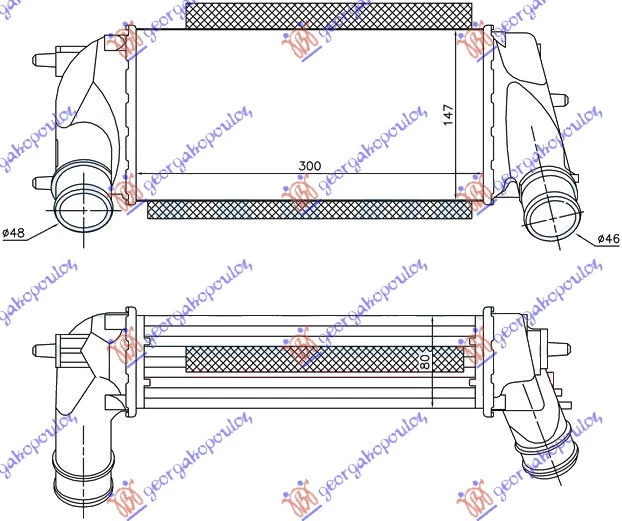 Ford fiesta 13-17 HLAD INTERC.1.0i 12V TURBO (300x150x80)