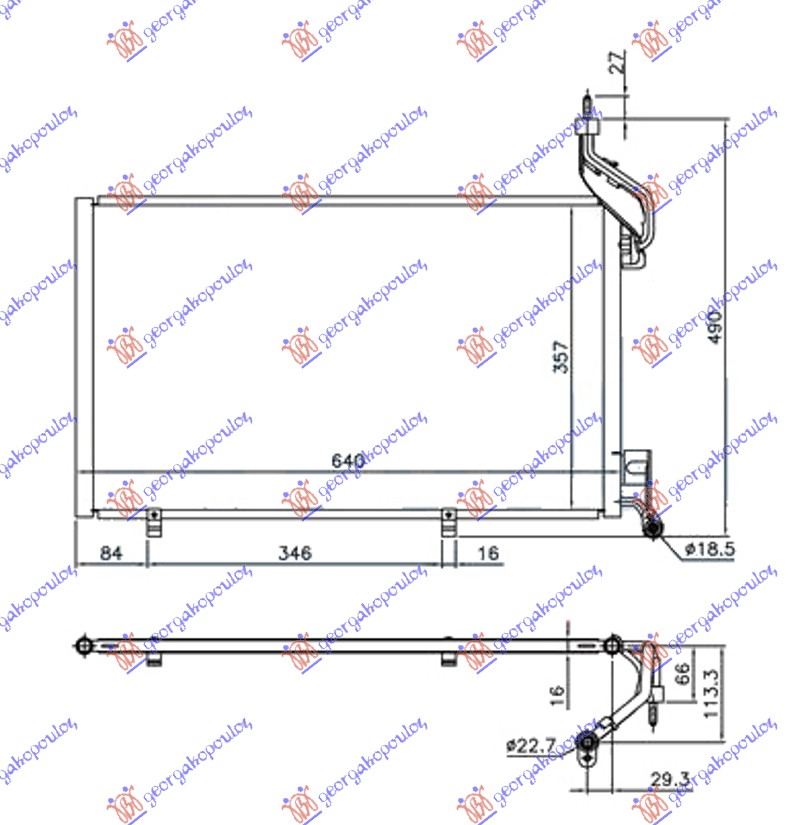 Ford fiesta 13-17 HLADNJAK KLIME  1.6 EcoBoost BEN 22/18mm