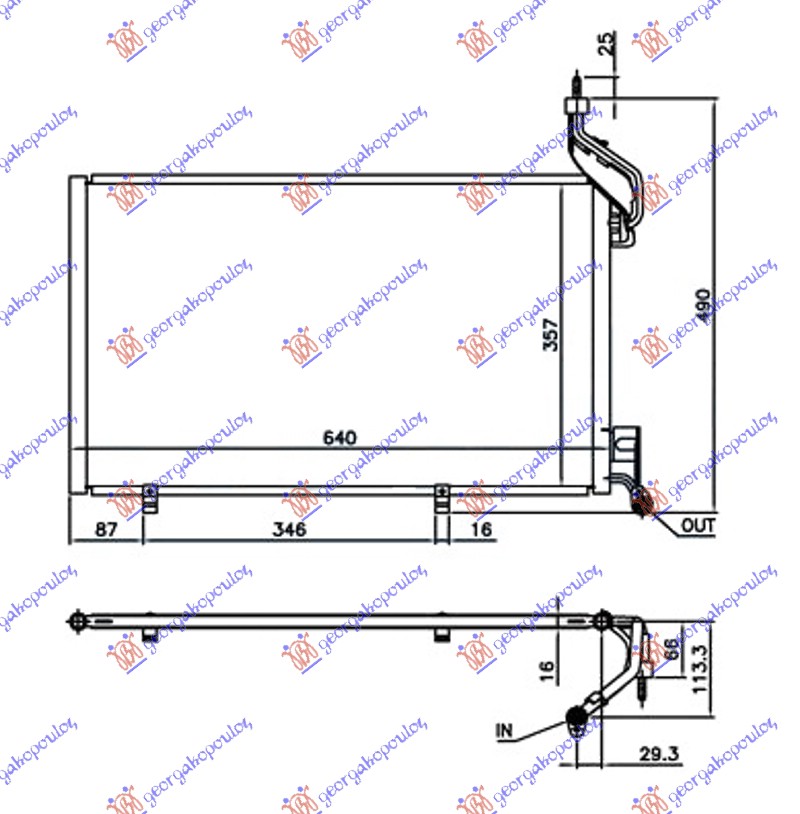 Ford fiesta 13-17 HLADNJAK KLIME  1.6 EcoBoost BEN 18/18mm