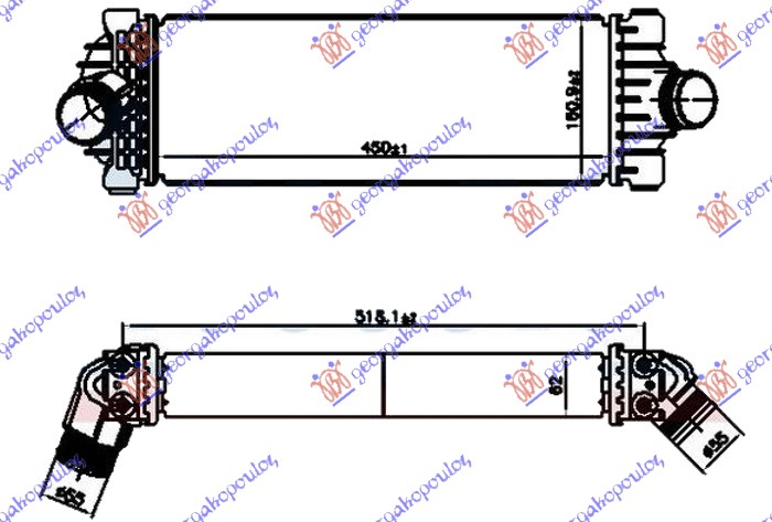 Ford transit 13-19 HLAD. INTERKULERA 2.0 DIZ (450x160x62)