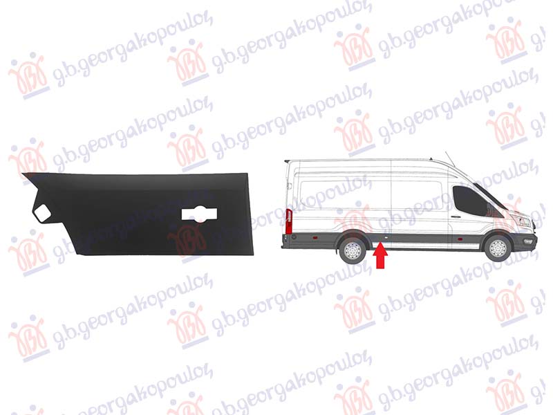 Ford transit 2019- LAJSNA ZADNJEG BLATOBRANA CRNA (SA KACENJEM) (OTVOR ZA GABARITNO SVETLO) (JEDAN TOCAK) (DUGO VOZILO) 