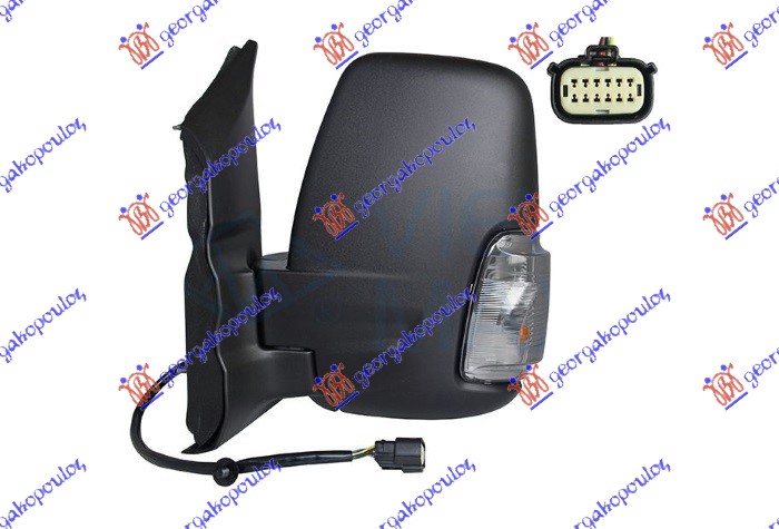 Ford transit 2019- RETROVIZOR ELEKTRICNI SA GREJACEM KRATKI (MIGAVAC) (KONVEKSNO STAKLO)