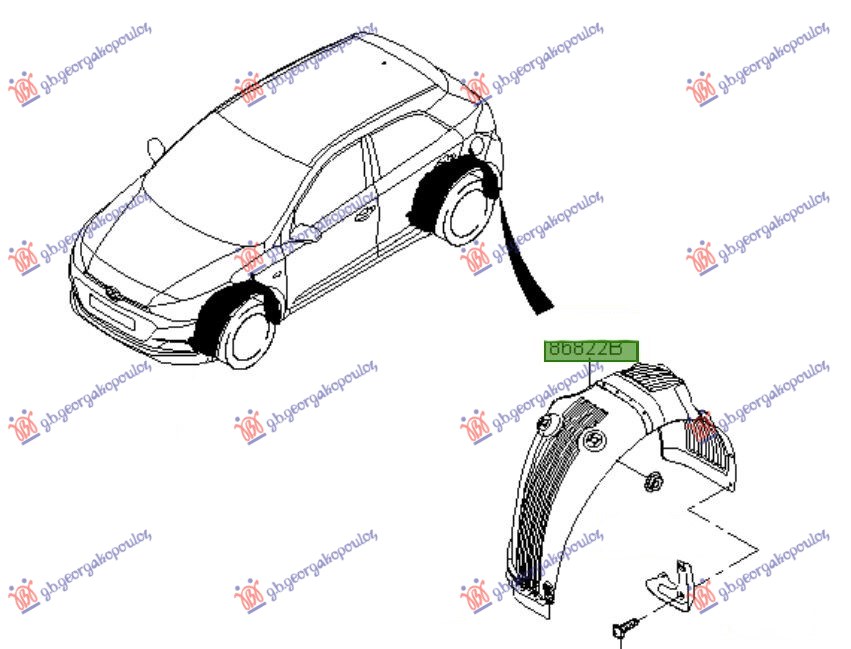 Hyundai i20 ii (h/b) 2014-2018 (gb/ib) ZADNJE POTKRILO PLASTICNO