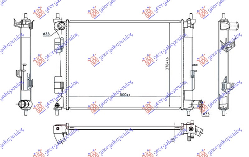 Hyundai i20 ii (h/b) 2014-2018 (gb/ib) HLADNJAK MOTORA 1.2/1.4i BENZIN (MAN) (500x375x16) (NISSENS)