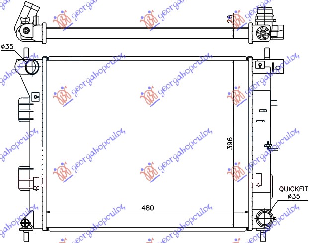 Hyundai i30 5d 2012-2014 (gd) HLADNJAK MOTORA 1.4/1.6 CRDi (480x390x26) (NRF)