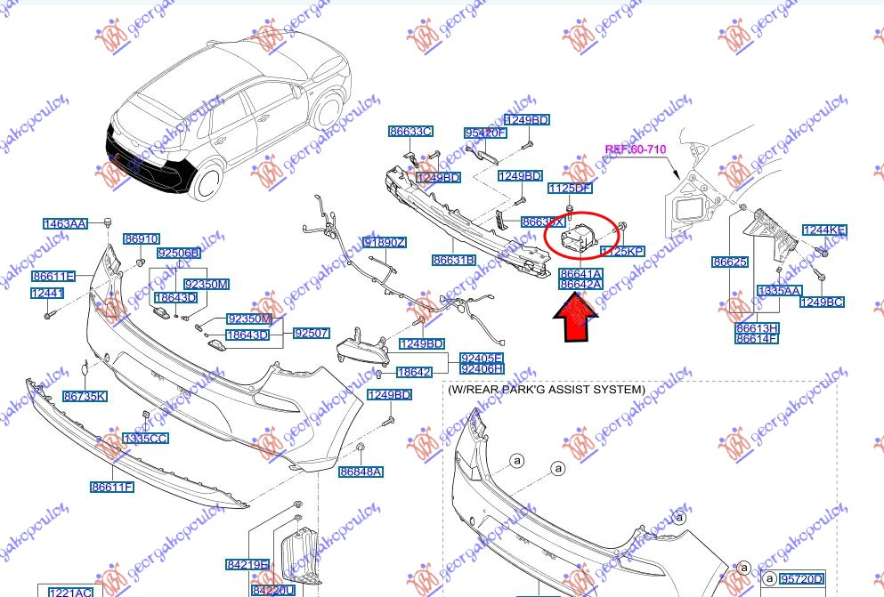 Hyundai i30 hatchback 20- NOSAC SINE ZADNJEG BRANIKA (H/B) (O)