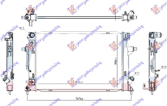 Hyundai i30 hatchback/tourer 2017-2020 (pde/pden) HLADNJAK MOTORA 1.6 MPi BENZIN (AUTO) (610x400x16) (KOYO)