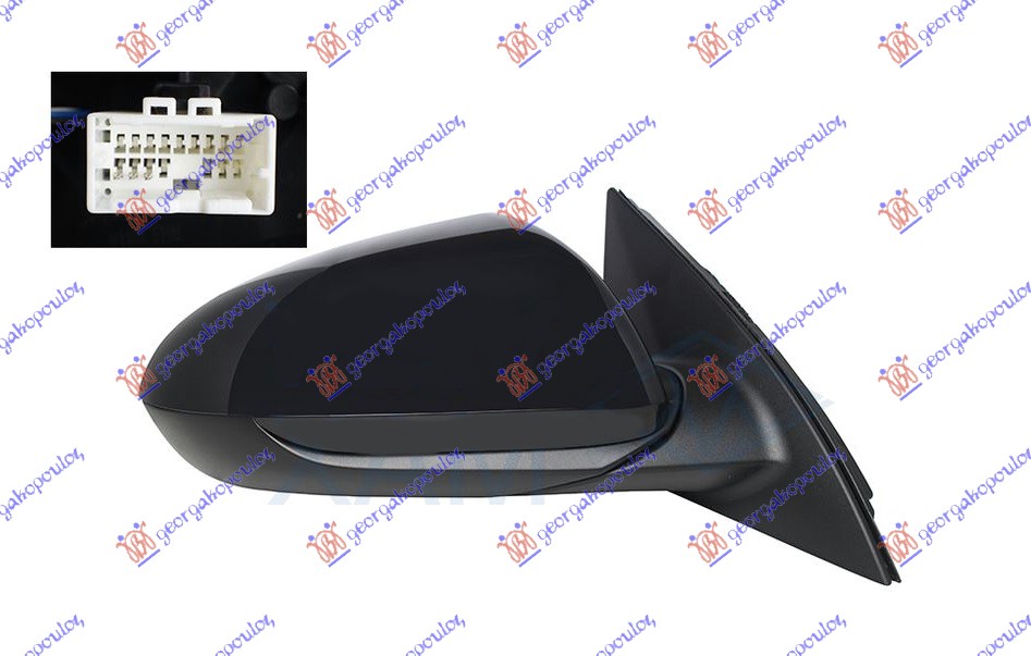 Hyundai i30 fastback 2017-2020 (pde/pden) RETROVIZOR ELEKTRICNI SA GREJACEM PM (5 PIN) (KONVEKSNO STAKLO)