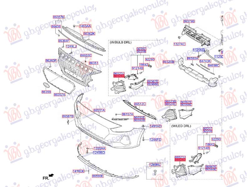 Hyundai i30 fastback 2017-2020 (pde/pden) RESETKA PREDNJEG BRANIKA (LED DNEVNO SVETLO I MAGLENKA) (O)