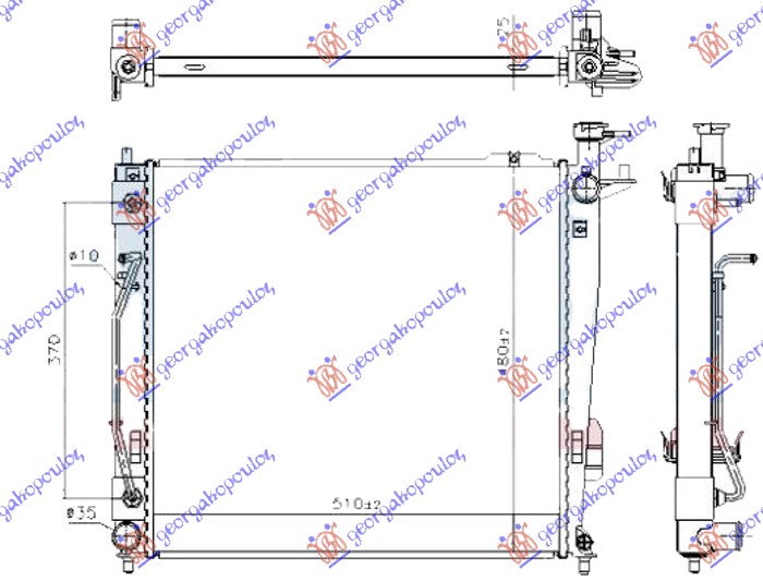 Hyundai santa fe 09-12 HLADNJAK MOTORA 2.0/2.2 CRDi DIZEL (AUTO) (510x480x26) (HALLA TIP)