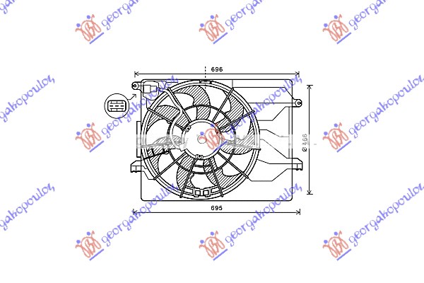 Hyundai i40 11- VENTILATOR 1.6-2.0 BEN (465mm) (3PIN)