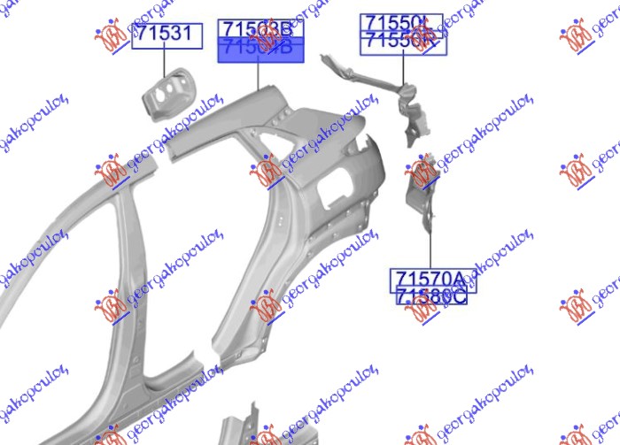Hyundai kona 2020-2023 (0s/0se/0si) ZADNJI BLATOBRAN
