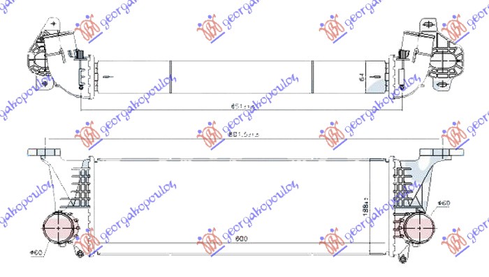 Iveco daily 2011-2014 HLADNJAK INTERKULERA 2.3-3.0 DIZEL (600x190x65)