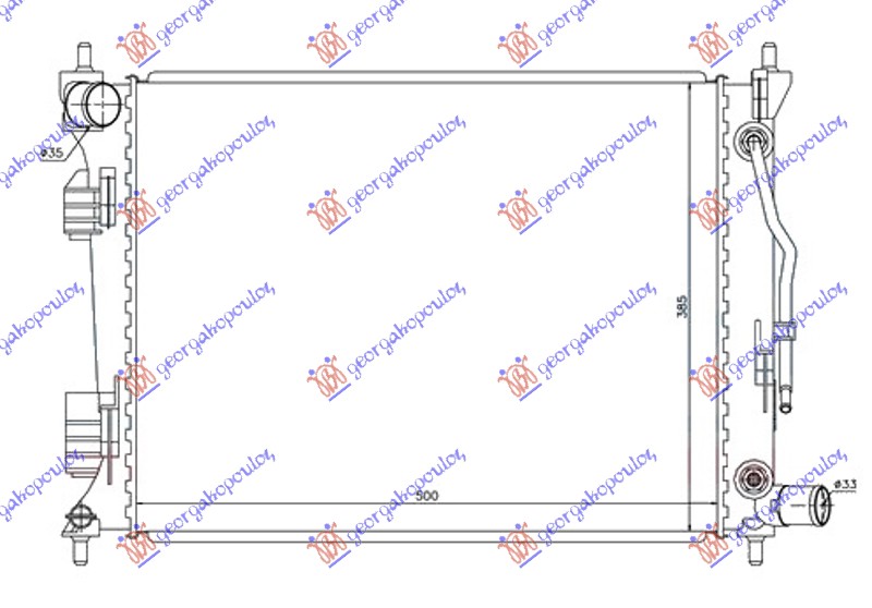 Kia rio h/b 2011-2014 (ub) HLADNJAK MOTORA 1.4/1.6i BENZIN (AUTO) (500x380x16) (NISSENS)