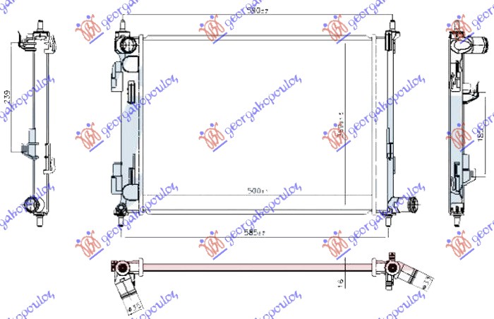 Kia stonic 17- HLADNJAK MOTORA 1.2/1.4 BENZIN (480x375x16)