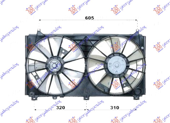 Lexus is ii 05-13 VENTILATOR KOMP. 2.5BEN 350/350mm 2+2PIN