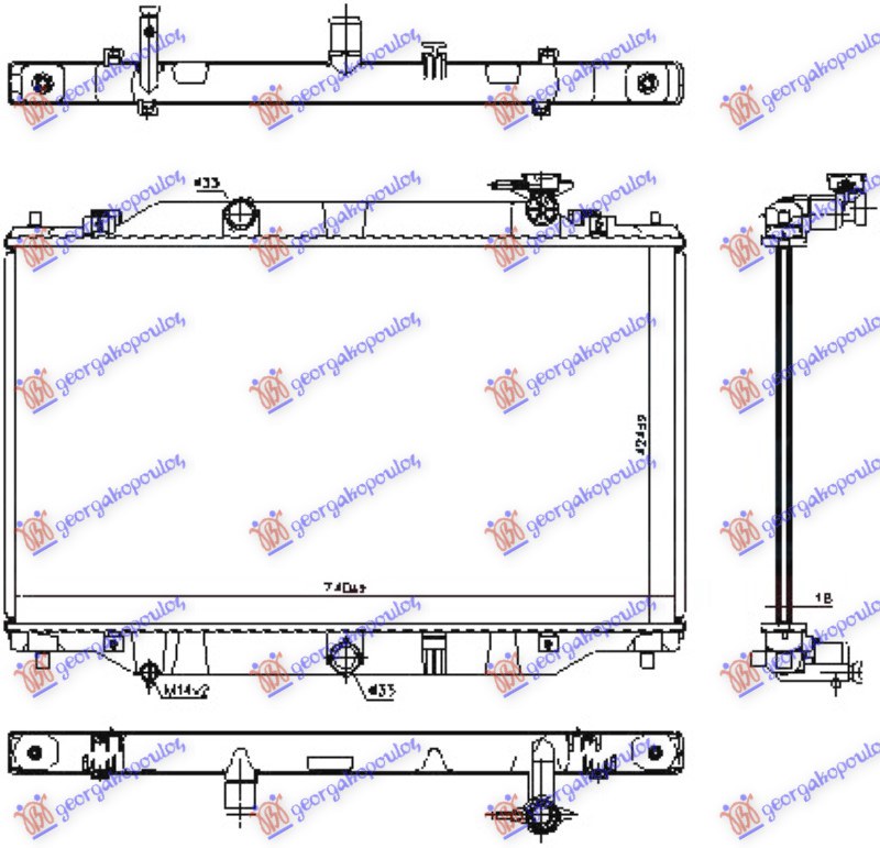 Mazda cx5 2017-2022 (kf) HLADNJAK MOTORA 2.0/2.5 BENZIN (42.5x74x16)