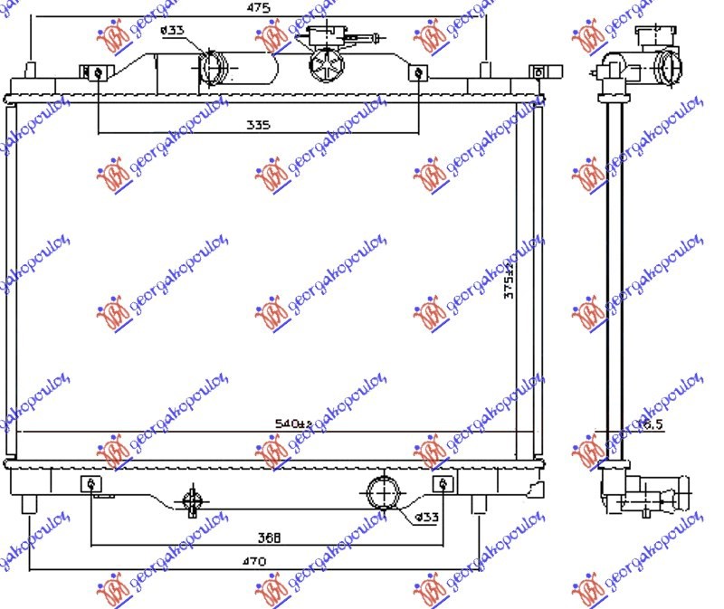 Mazda 2 2014-2020 (dl/dj) HLADNJAK MOTORA 1.5i BENZIN (375x540x16) (NRF)