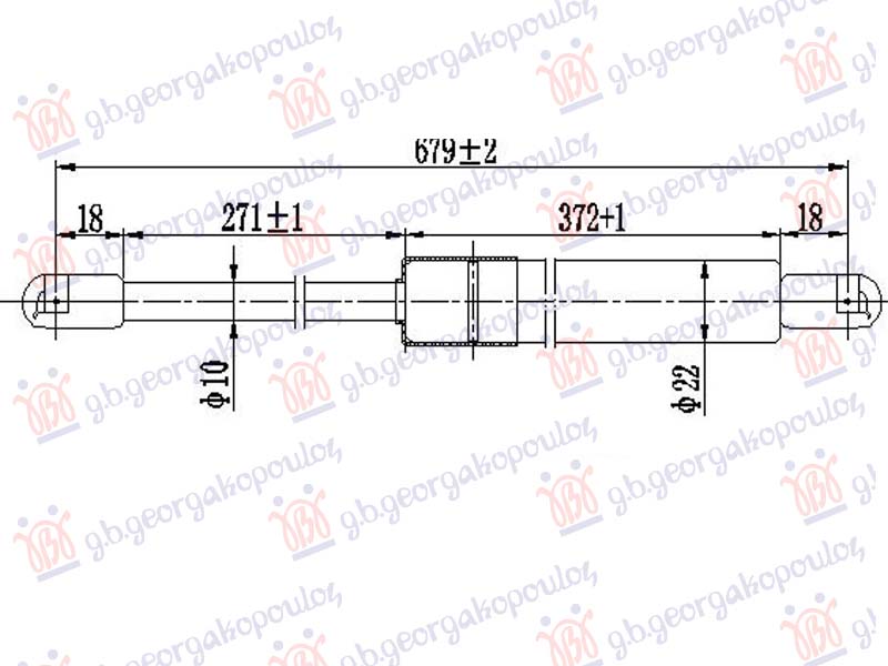 Mercedes vito 2015- (w447) AMORTIZER GEPEK VRATA (680L-770N)