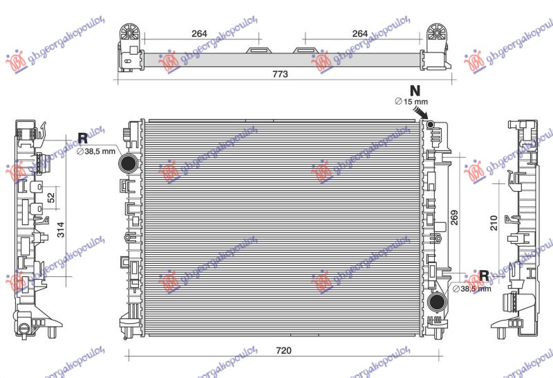 Mercedes c class sdn/s.w. 2014-2018 (w205) HLADNJAK MOTORA BENZIN/DIZEL (MAN/AUTO) (640x440x26) (NRF)