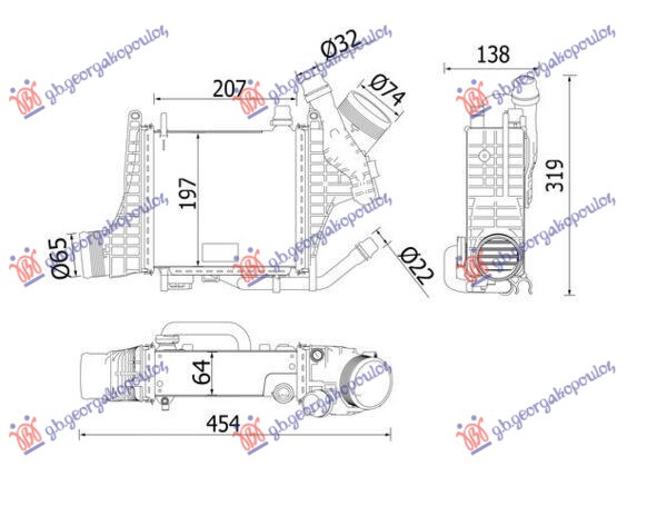 Mercedes glc suv/coupe 2020-2023 (x253/c253) HLADNJAK INTERKULRA 1.5/2.0 BENZIN/HIBRID (207x197)