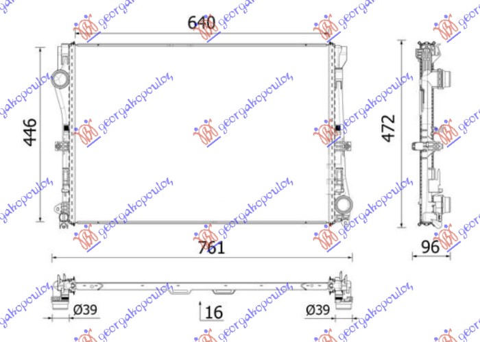 Mercedes c class (w205) sdn/s.w. 18-21 HLADNJAK MOTORA 1.5/2.0 BEN-HIB 640x446