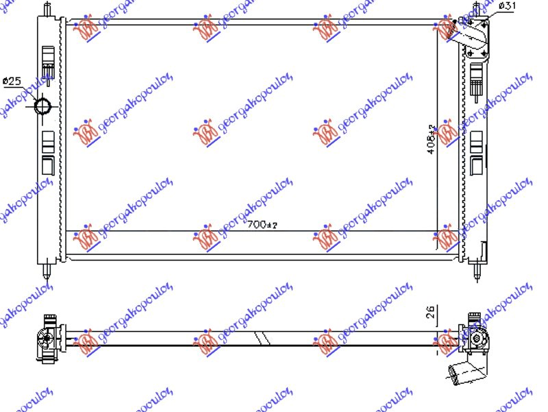 Mitsubishi asx 2012-2016 (gaw) HLADNJAK MOTORA 1.6 DI-D DIZEL (MAN) (700x410) (NISSENS)
