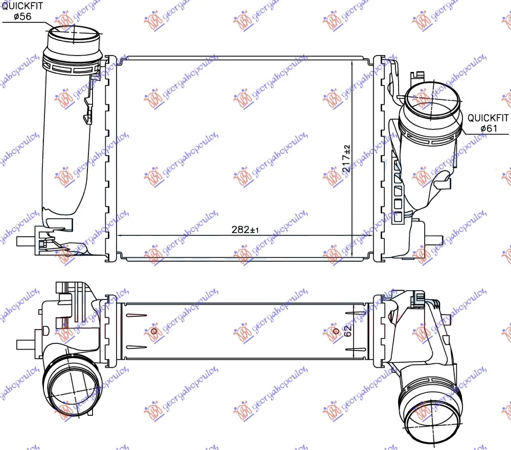 Nissan qashqai 13-17 HLAD.INTERC. 1.6 Dci (282x218x64)