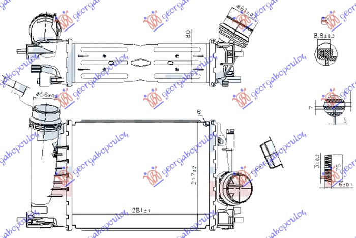 Nissan qashqai 17- HLADNJAK INTERKULERA 1.3 DiG-TURBO BENZIN (280x220x80)