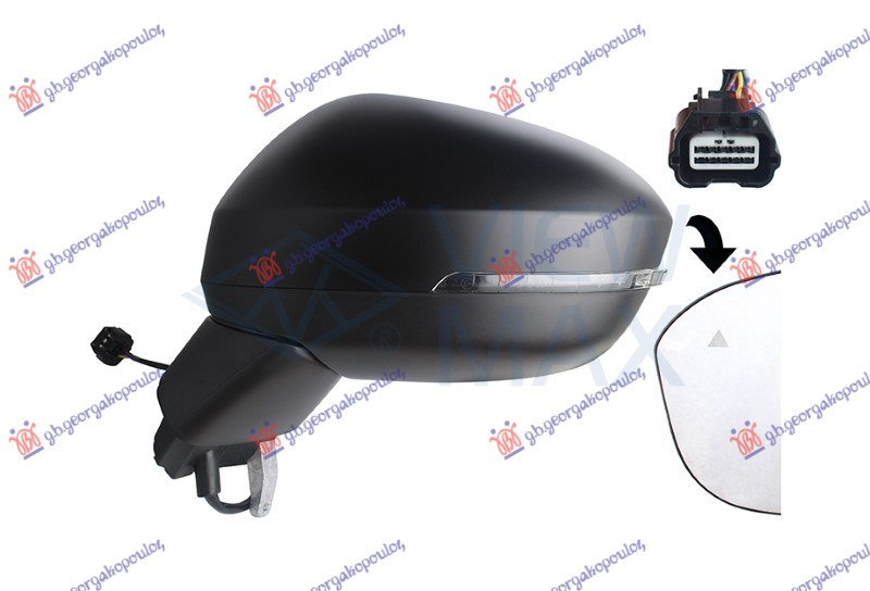 Nissan juke 2019- (f16) RETROVIZOR ELEKTRICNI SA GREJACEM PM (ELEKTRO-SKLOPIV) (MIGAVAC) (10 OTVORA 9 PIN) (A KVALITET) (KONVEKSNO STAKLO)