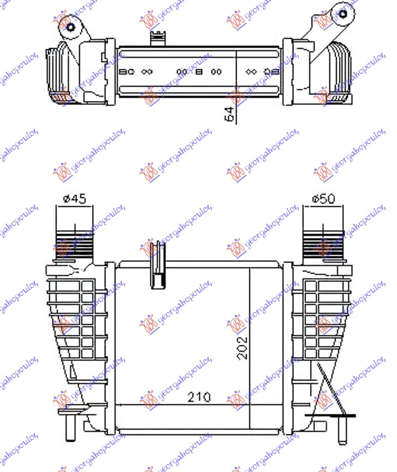 Nissan nv 200/evalia 09- HLAD. INTERC. 1.5 DIZEL (210x205x64)