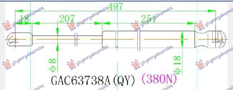 Nissan micra 2010-2013 (k13) AMORTIZER GEPEK VRATA (497L-380N)
