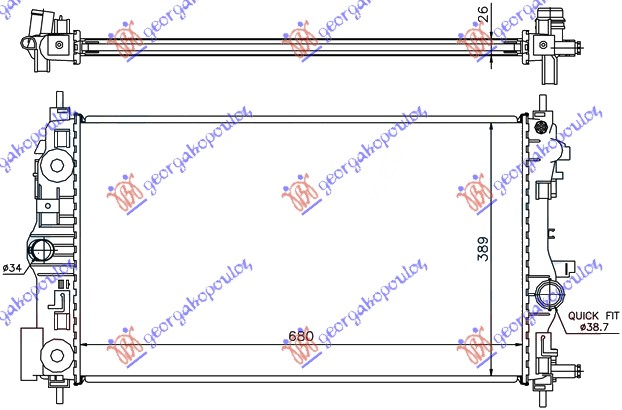 Opel astra j 5d/s.w. 10-13 HLADNJAK MOTORA 1.7-2.0 DIZEL(68x39.5)