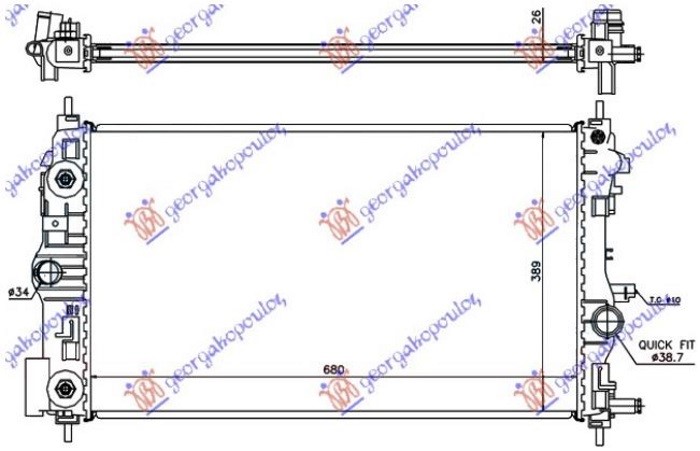Opel astra j 5d/s.w. 2013-2016 (p10) HLADNJAK MOTORA 1.4/1.6 TURBO BENZIN (AUTO) (680x395) (NRF)