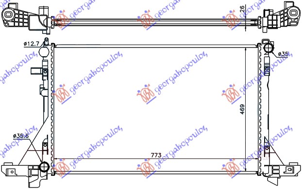 Opel movano 2009-2019 (x62) HLADNJAK MOTORA 2.3 CDTi (+/-AC) (775x487) (NRF)