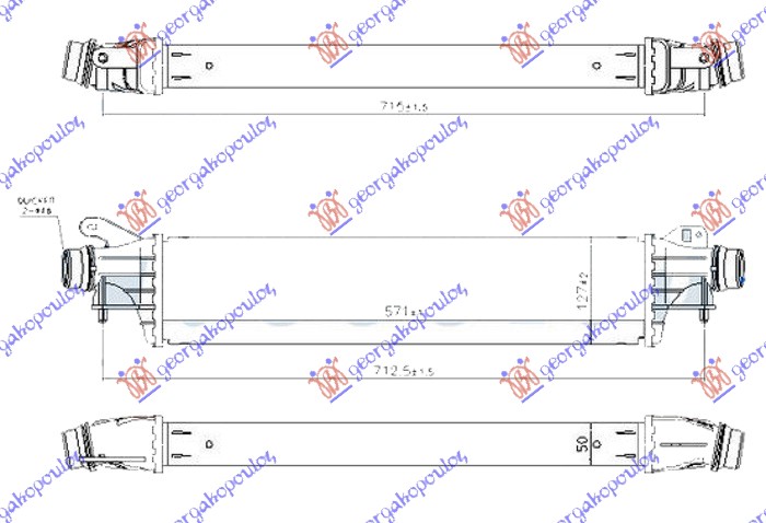 Opel adam 12- HLAD. INTERKULERA 1.3 DIZEL (571x127x50)