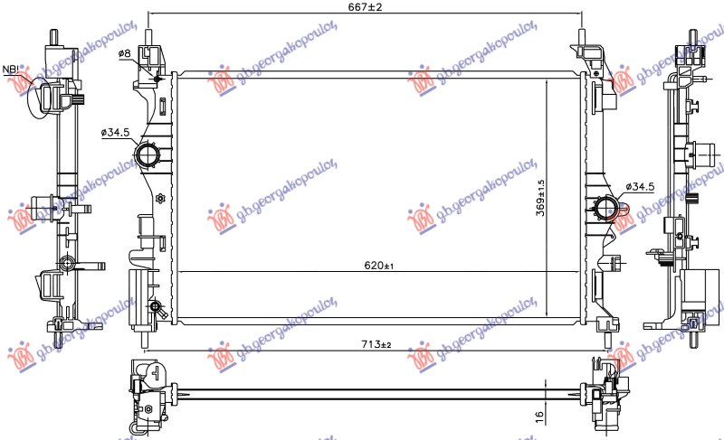 Opel corsa e 2015-2019 (x15) HLADNJAK MOTORA 1.0 TURBO BENZIN (MAN) (B10XFL 66KW) (620x370x16) (NRF)