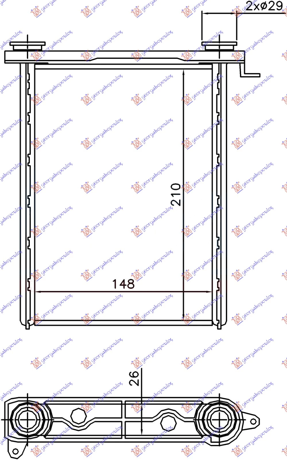 Opel vivaro 14-19 GREJAC KABINE(BR)(148x210x26)