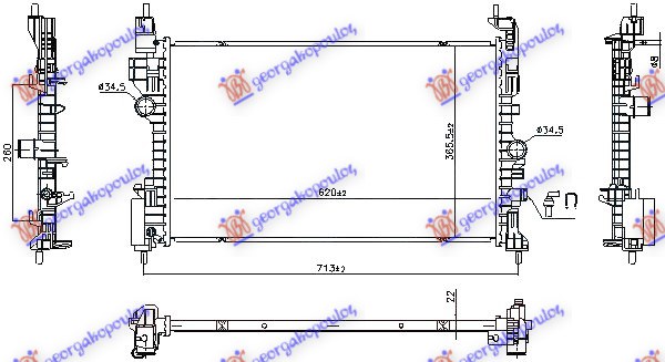 Opel corsa e 2015-2019 (x15) HLADNJAK MOTORA 1.4 BENZIN (MANUELNI/AUTOMATSKI) (620x365) (NRF)