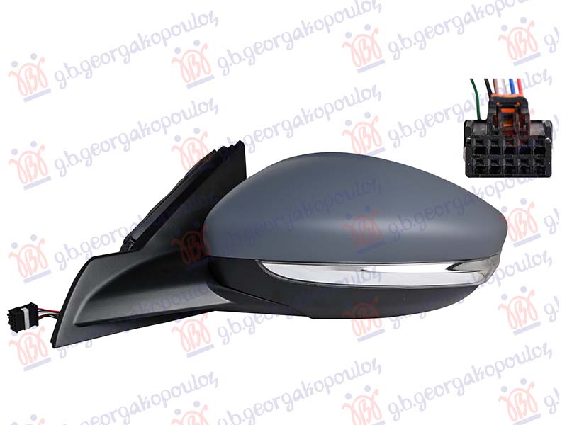 Peugeot 208 ii 2019-2023 (ub/up/uw/uj) RETROVIZOR ELEKTRICNI SA GREJACEM PM (MIGAVAC) (10OTV/6 PIN) (A KVALITET) (KONVEKSNO STAKLO)