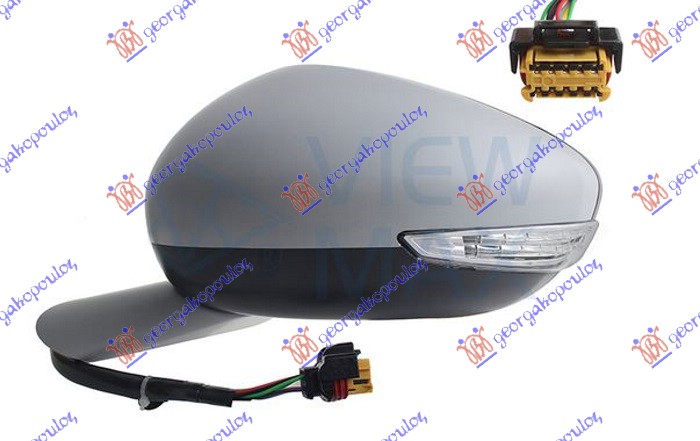Peugeot 508 i 2015-2018 (8d) RETROVIZOR ELEKTRICNI SA GREJACEM prajmer (ELEKTRO-SKLOPIV) (MIGAVAC LED) (8 PIN) (KONVEKSNO STAKLO)