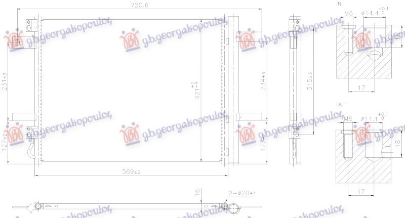 Peugeot 308 ii 2013-2017 (lb/lp/lw/lh/l3) HLADNJAK KLIME 1.2/1.6 BENZIN - 1.5 DIZEL (567x421x16)